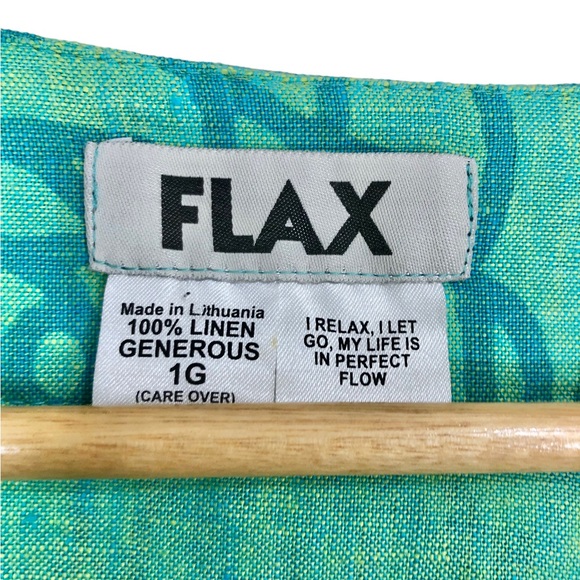 Flax Rose Print Teal Linen Blazer Size XL - Picture 2 of 6